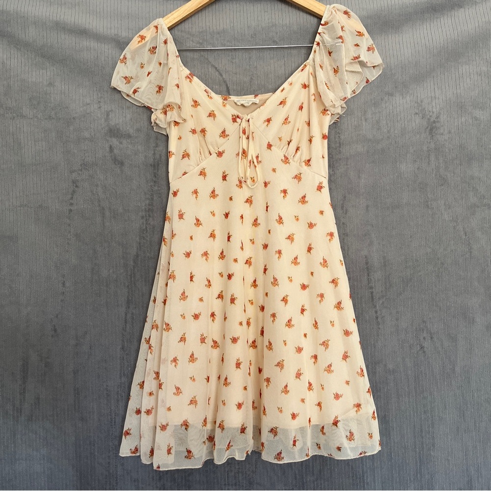 See You Monday Flirty Feminine Sheer Slip Dress Womens Size S Floral Coquette